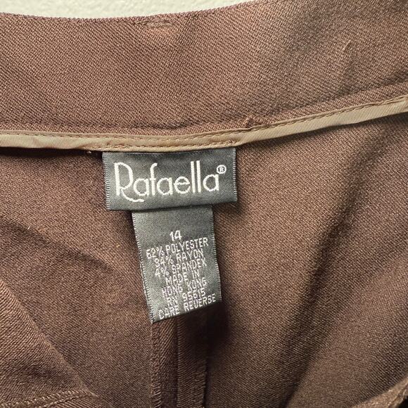 Rafaella Women's Straight Leg Pleated Dress Pants Brown Size 14 - Picture 4 of 6